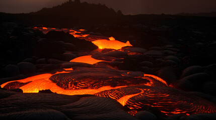 Lava - Eine beeindruckende Naturgewalt von glühender Hitze  - Generiert durch AI-Technologie