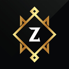Z Initial luxury gold Letter Type Logo Sign Symbol Icon Simple Elegance