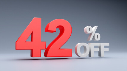 Percent Sale Text in 3D with White Background	