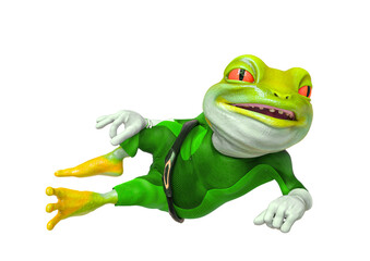 super frog is lying down and smiling