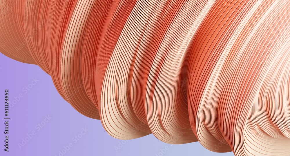 Poster abstract wavy shape background. 3d rendering.