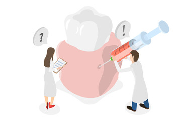3D Isometric Flat  Conceptual Illustration of Anaesthesia