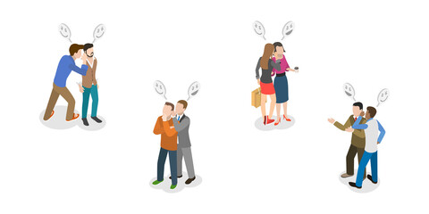 3D Isometric Flat  Set of Gossips