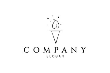 Torch illustration logo design with burning fire