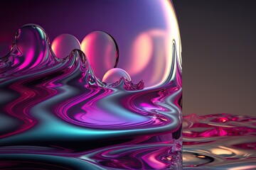 purple and blue liquid with a dark background. Generative AI