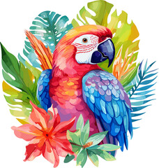 Fototapeta premium Tropical birds and marine life by drawing tropical