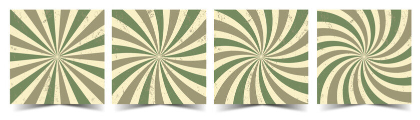 4 sunburst backgrounds in vintage, old, and retro styles. Vector illustration