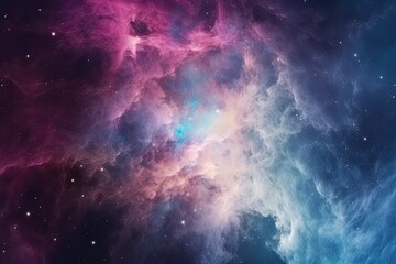 Night sky with stars and nebula. Colorful space galaxy and cloud nebula, AI Generated