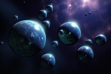 Obraz na płótnie Canvas Planets and galaxy, science fiction wallpaper. Beauty of deep space. Deep space stars, AI Generated