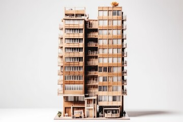 modern skyscraper with balconies overlooking the city skyline. Generative AI