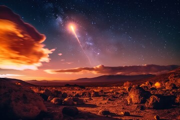 Star and mountains, ai generated
