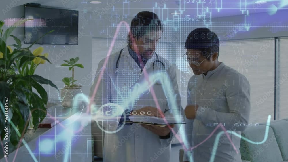 Poster animation of data processing over diverse doctors