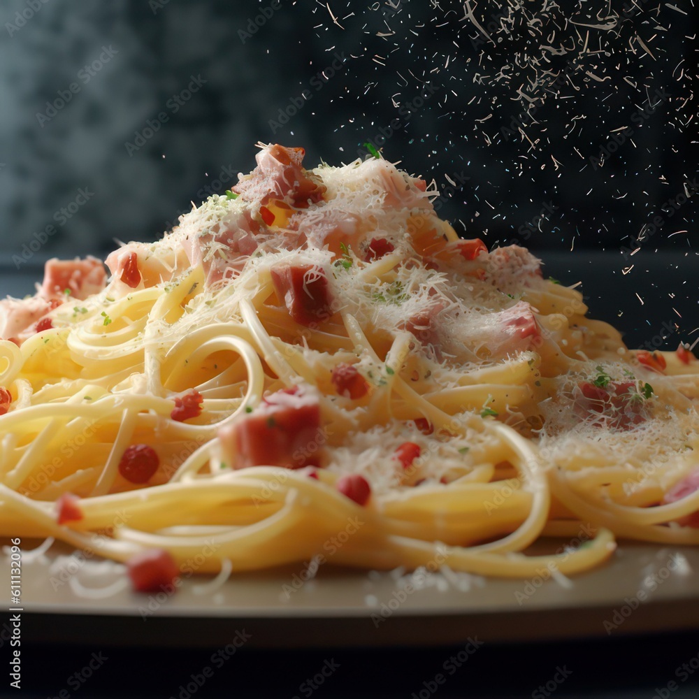 Poster spaghetti carbonara created with generative ai