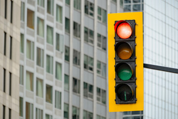 traffic light with buildings