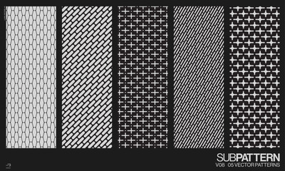 5 Vector data patterns, Futuristic Patterns for print, fabric, and packaging design.