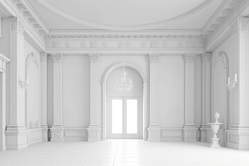 Fototapeta premium Illustration and background of interior white room. Generative AI