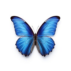Blue butterfly isolated. Illustration AI Generative.