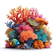 Fototapeta na wymiar Coral reef isolated. Illustration AI Generative.