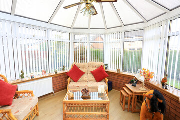 modern conservatory facing on to back garden