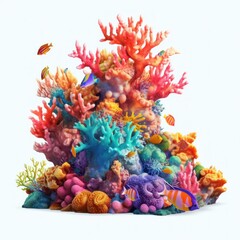 Fototapeta na wymiar Coral reef isolated. Illustration AI Generative.
