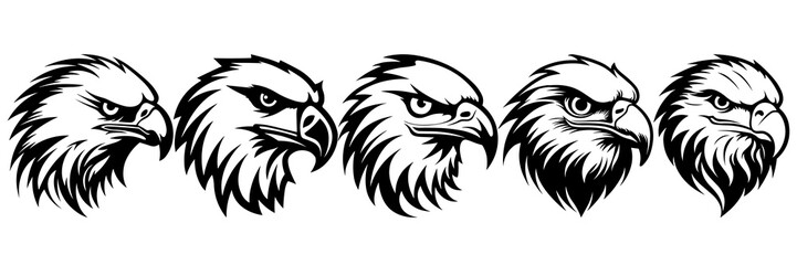 Eagle silhouettes set, large pack of vector silhouette design, isolated white background