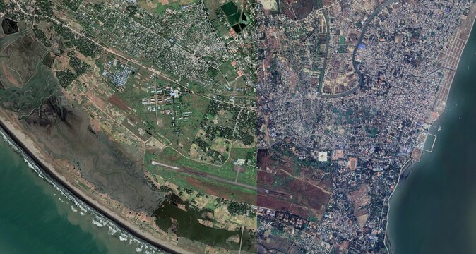 3D Buildings Rendering Sittwe Myanmar HD satellite image