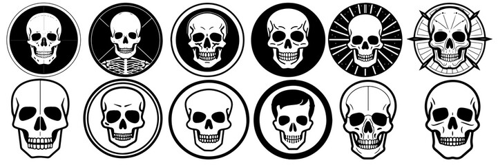 Skeleton silhouettes set, large pack of vector silhouette design, isolated white background