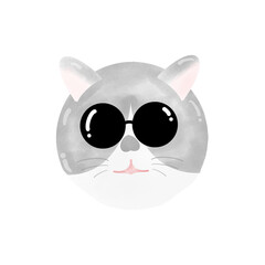 A blue point cat wears sunglasses.