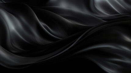 Obraz premium Abstract 3d background. Smooth elegant black satin texture. Luxurious satin drapery design Generative Ai.