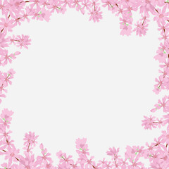 Obraz na płótnie Canvas Cherry blossom flower background square social media template banner vector illustration. Cute Pink Floral background for spring summer with copy space.