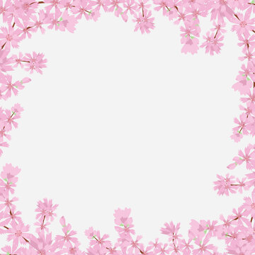 Cherry blossom flower background square social media template banner vector illustration. Cute Pink Floral background for spring summer with copy space. © Wita Pixs