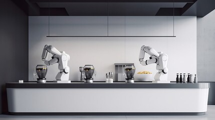 A robotic coffee brewer with sleek lines and advanced brewing technology. AI generated