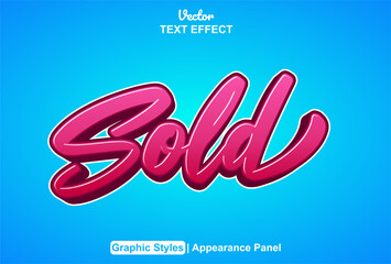 sold text effect with pink graphic style and editable.