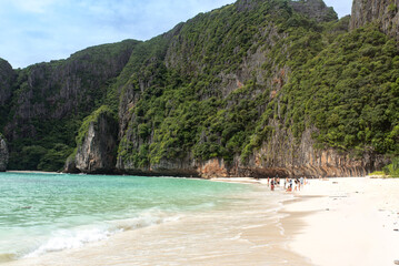 Maya Bay beach, in the Phi Phi Islands of Thailand.