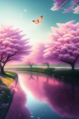 landscape with clouds and rainbow,Generative AI