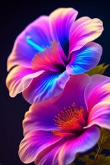 flower on black background, Generative AI