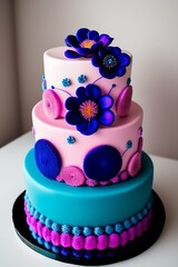 cake with roses and candles, Generative AI