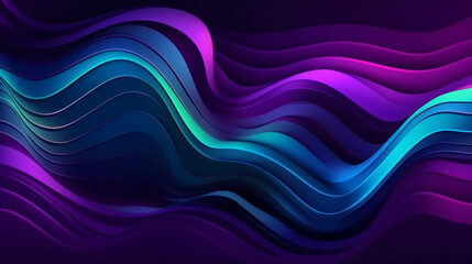 Abstract purple and blue liquid wavy shapes futuristic banner. Glowing retro waves vector background