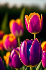 purple and yellow tulip, Generative AI