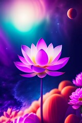 lotus flower in the night, Generative AI