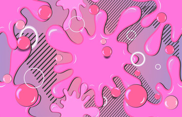 Seamless pattern with gum and bubbles in '90s style