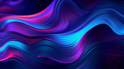 Obraz premium Abstract purple and blue liquid wavy shapes futuristic banner. Glowing retro waves vector background