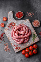 Raw sausages from pork or beef with salt, spices and herbs