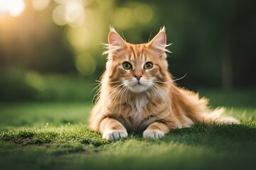 Naklejka na ściany i meble cat on the grass