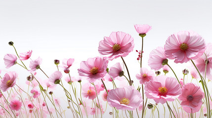 Pink background flowers. Generative ai