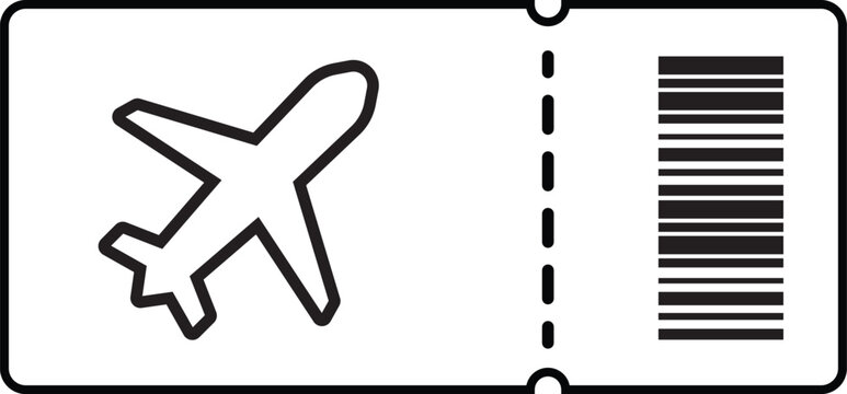Flight ticket, Airline ticket, Air ticket, boarding pass icon vector illustration.
