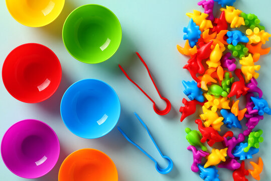 Kids cognition Montessori educational toy, counting and sorting animal dinosaur