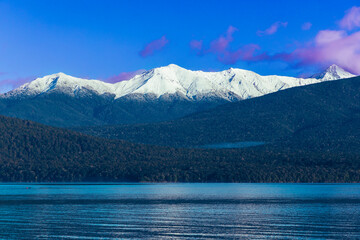 Photograph of Te Anau Lake in the township of Te Anau in Fiordland on the South Island of New Zealand