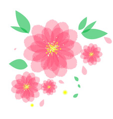ilustracion vectorial de flores rosadas y hojas verdes