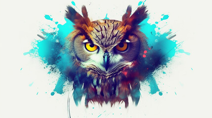 An owl with piercing yellow eyes and feathered hea. Generative ai